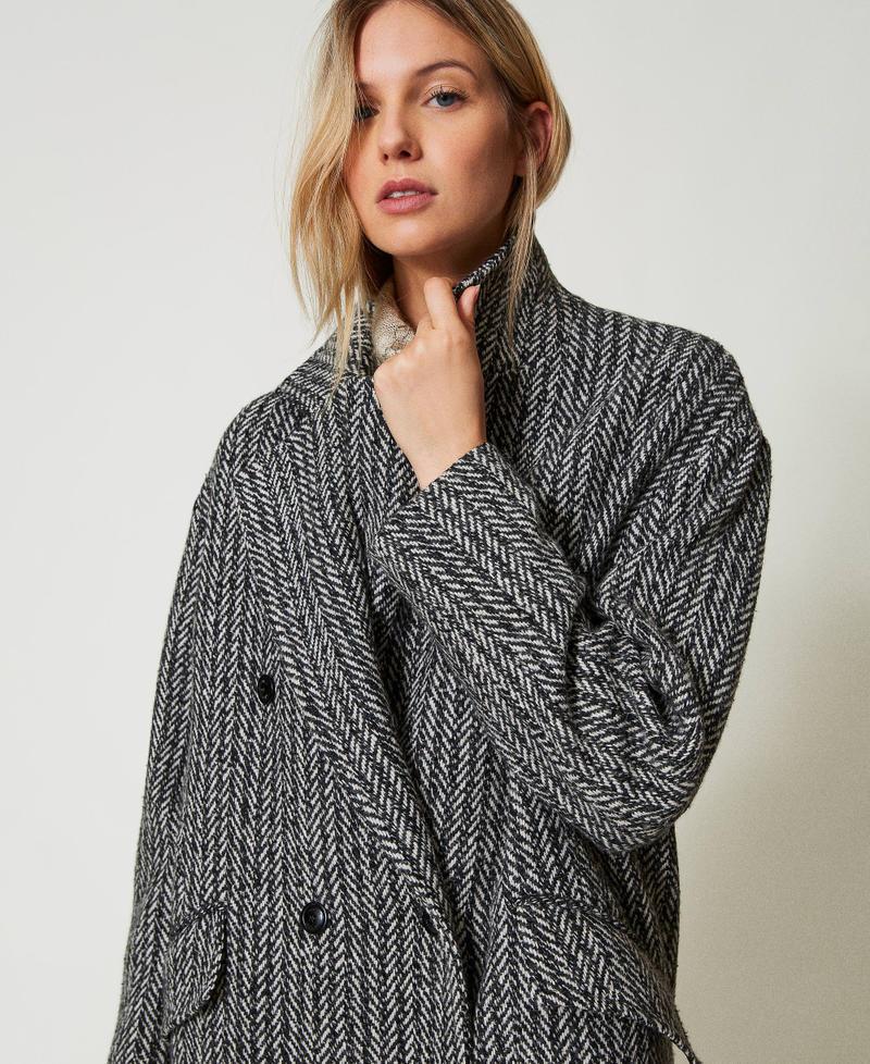 Scee by twin set Cappotto in misto lana gessato 50% di sconto con spedizione gratuita