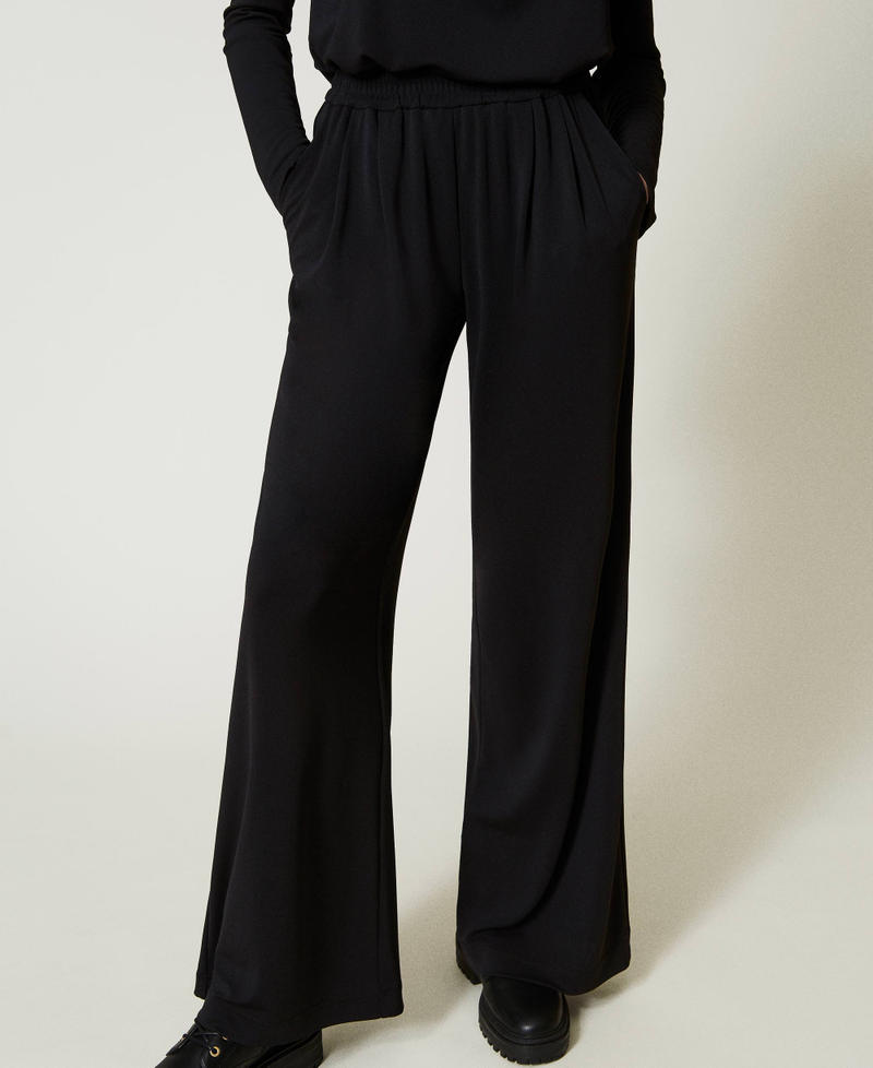 Scee by twin set Pantaloni a palazzo in jersey crêpe In vendita