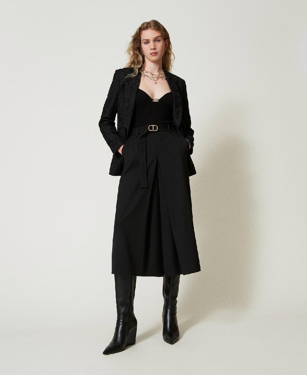 Scee by twin set Gonna pantalone in misto lana con cintura Negozi Online
