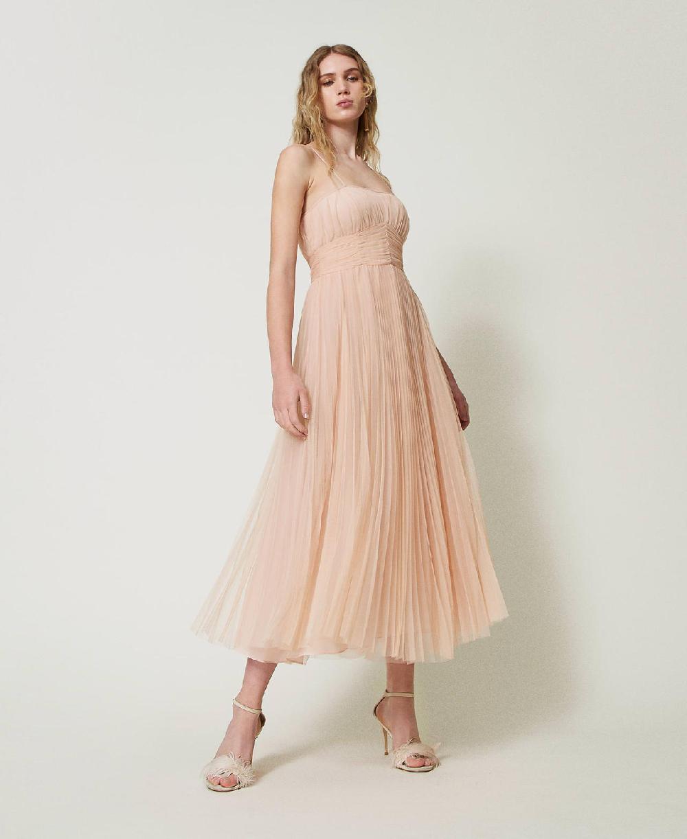 Scee by twin set Abito longuette in tulle plissé Consegna Veloce