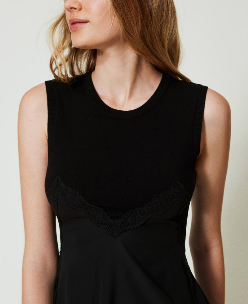 Scee by twin set Abito corto in maglia e georgette Sottocosto