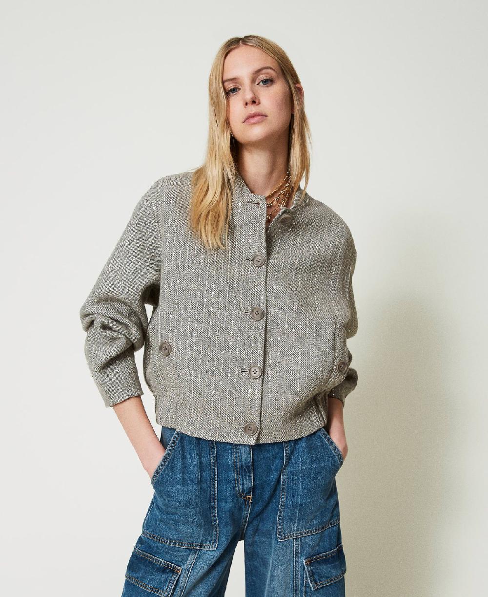 Scee by twin set Bomber in panno double con paillettes Convenienza