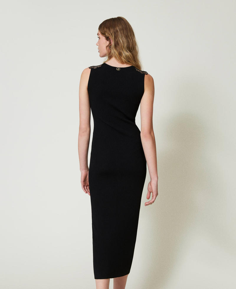 Scee by twin set Abito lungo in maglia con pizzo Presa