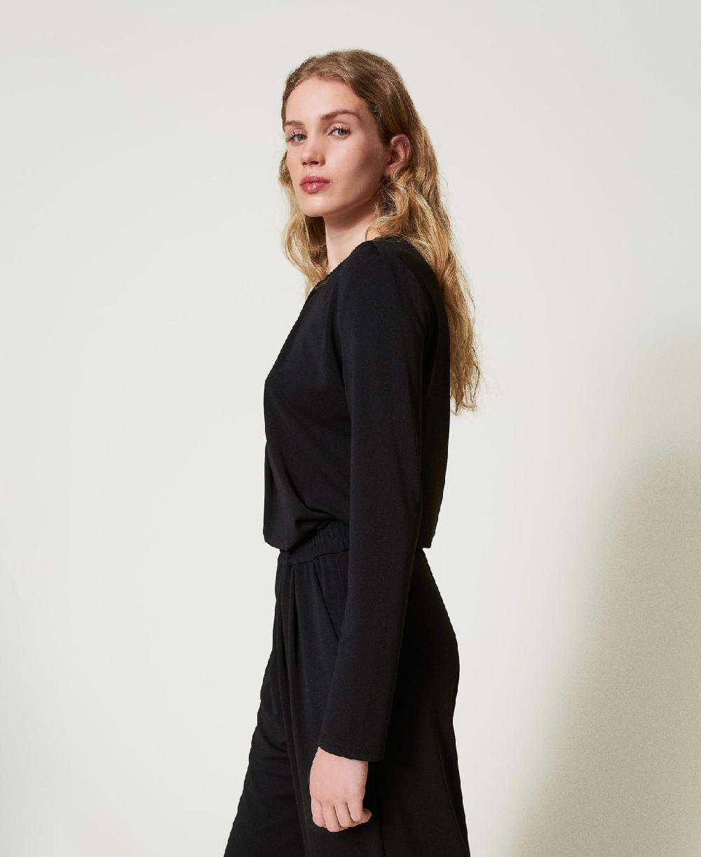 Scee by twin set Blusa in jersey crêpe con drappeggio Sconto