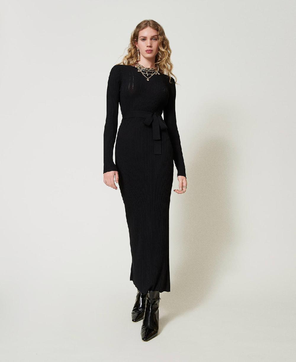 Scee by twin set Abito lungo in maglia a costine con cut-out Economico