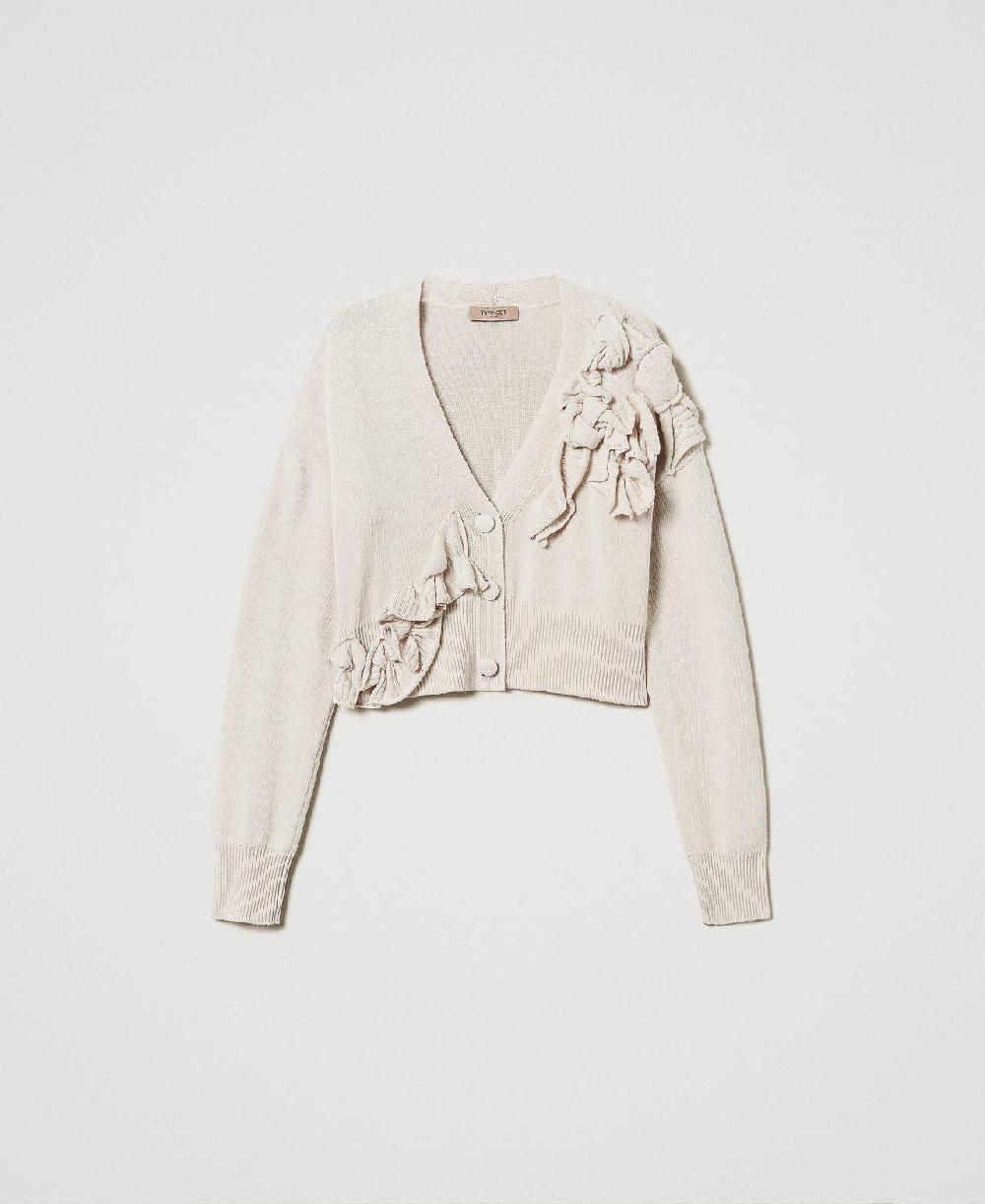 Scee by twin set Cardigan in misto lana con volant Online