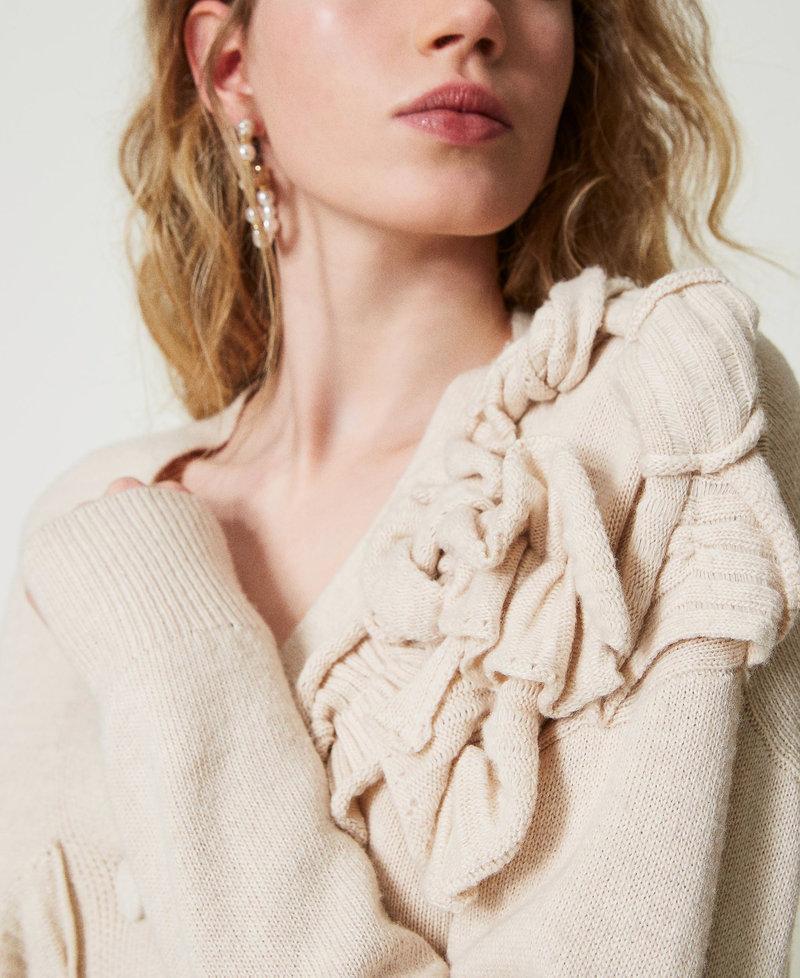 Scee by twin set Cardigan in misto lana con volant Online