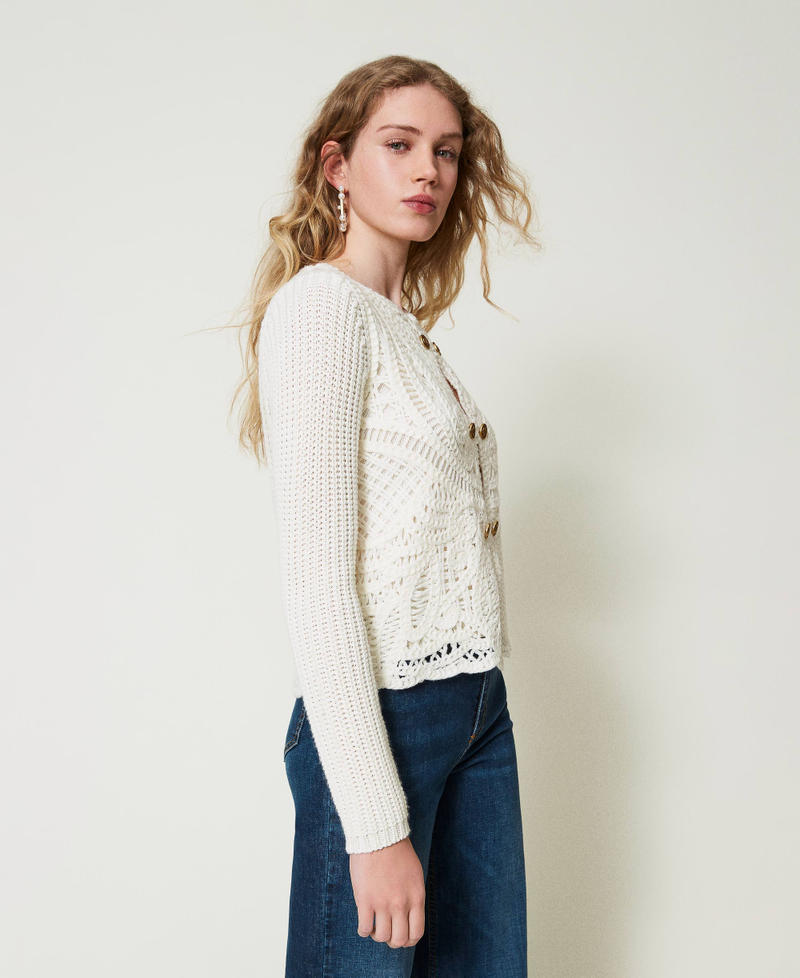 Scee by twin set Giacca in maglia misto lana crochet Outlet