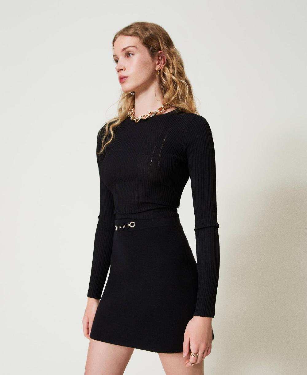 Scee by twin set Minigonna in maglia con applicazione bijoux Saldi
