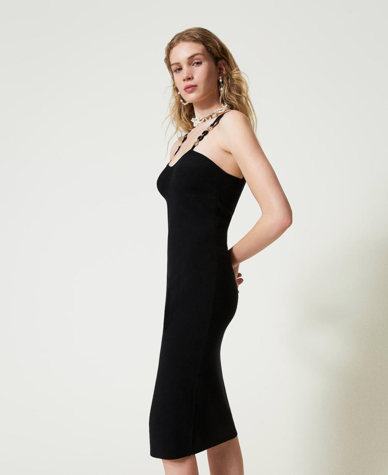 Scee by twin set Abito longuette in maglia con spalline bijoux Hotsell