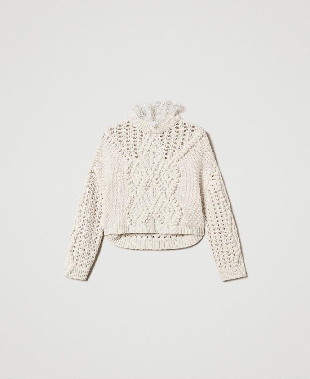 Scee by twin set Maglia in misto lana con mix di punti Saldi Di Fabbrica