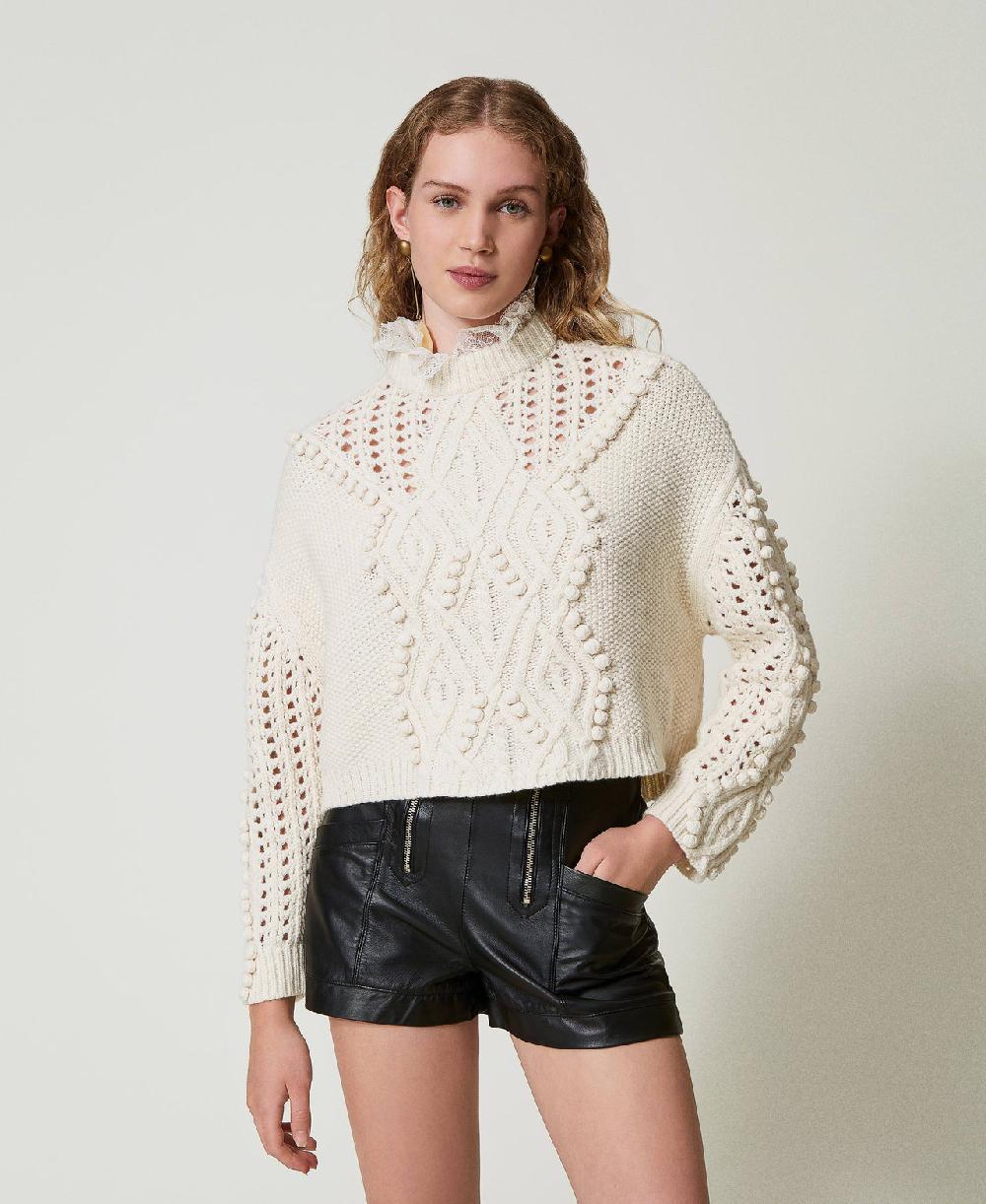 Scee by twin set Maglia in misto lana con mix di punti Saldi Di Fabbrica