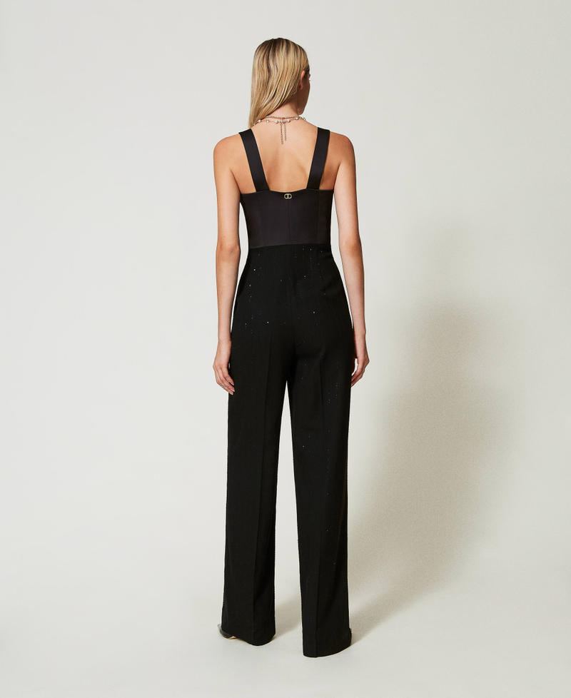 Scee by twin set Tuta in raso e in panno con paillettes Nuova