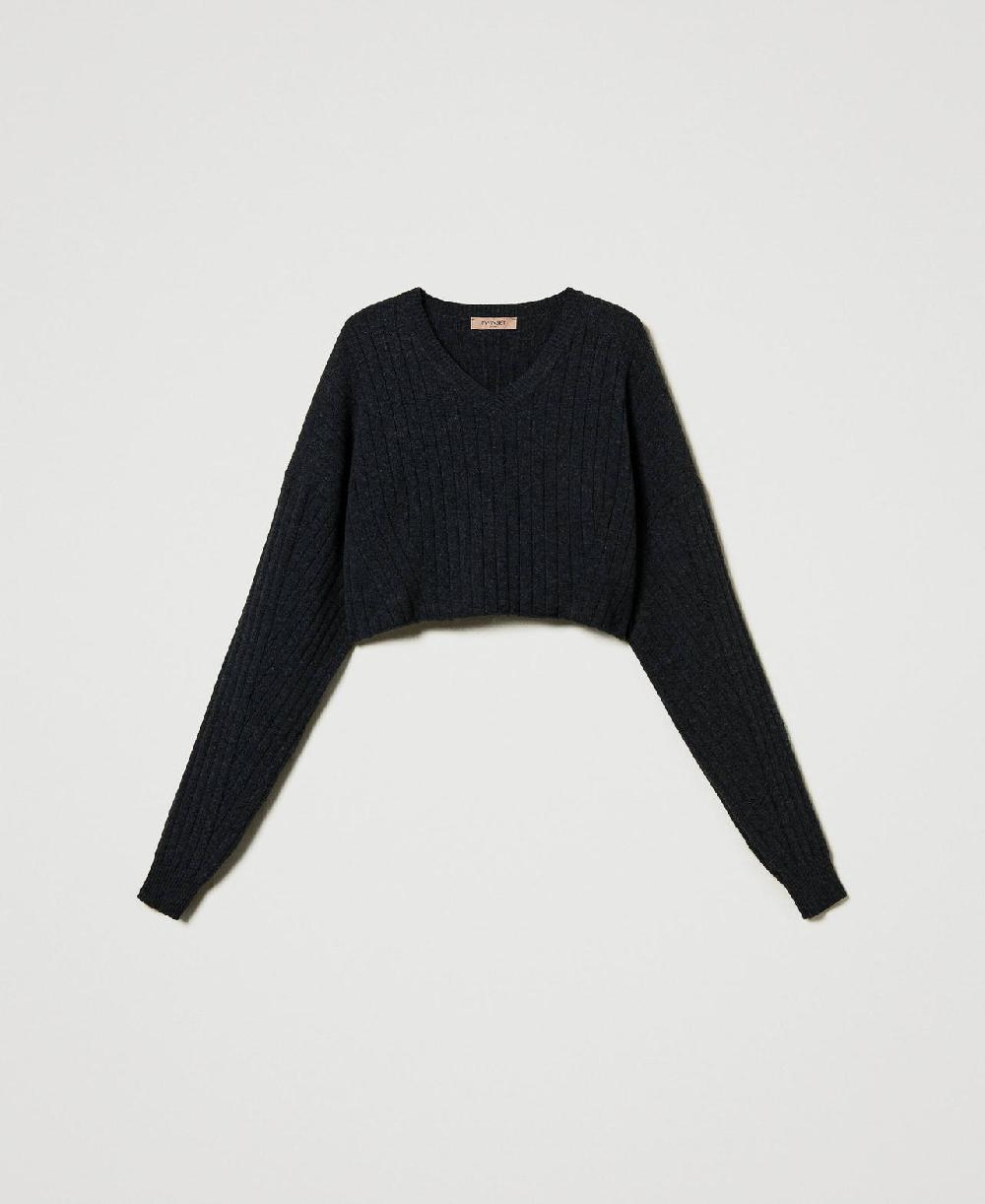 Scee by twin set Maglia cropped in misto lana Sconto di tempo limitato