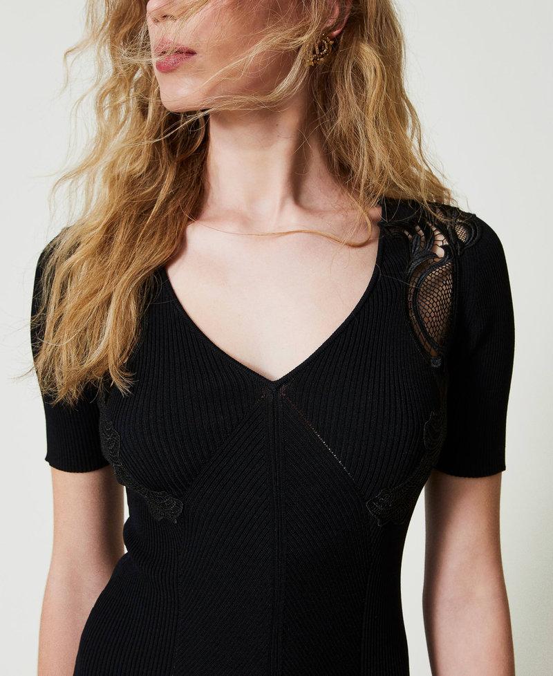 Scee by twin set Abito corto in maglia con pizzo Negozio online di fabbrica