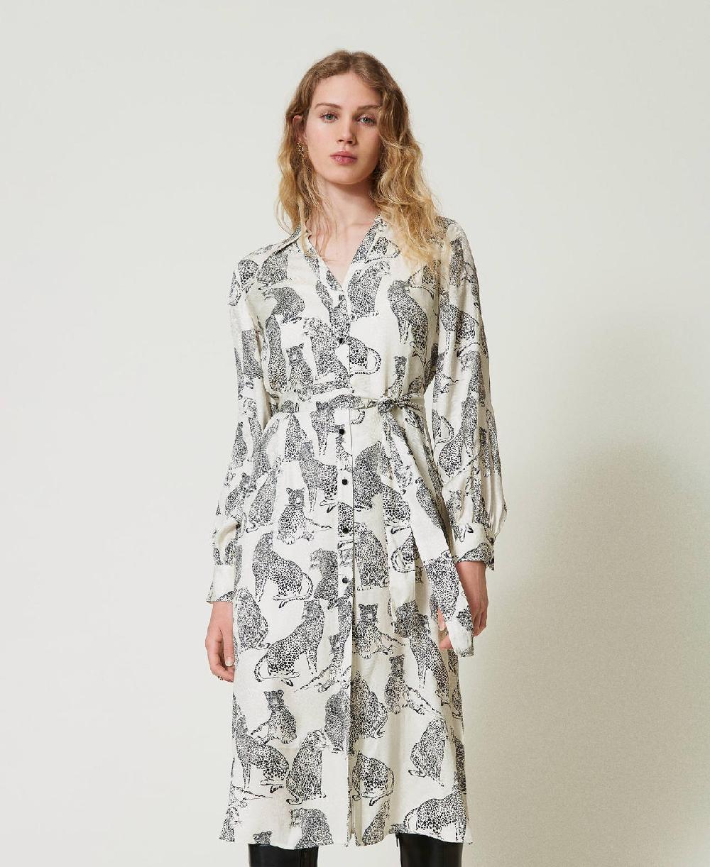 Scee by twin set Abito longuette jacquard con stampa giaguaro Prezzo di fabbrica