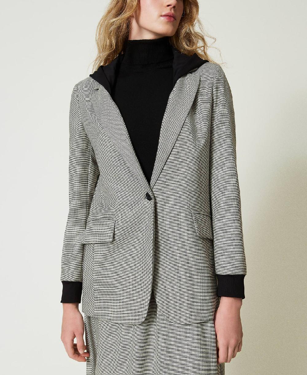 Scee by twin set Giacca blazer in pied de poule con cappuccio Comprare a buon mercato
