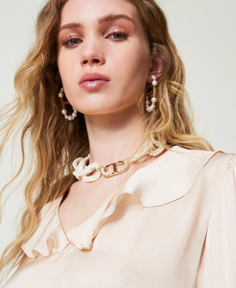 Scee by twin set Blusa in raso con volant Flash Sale