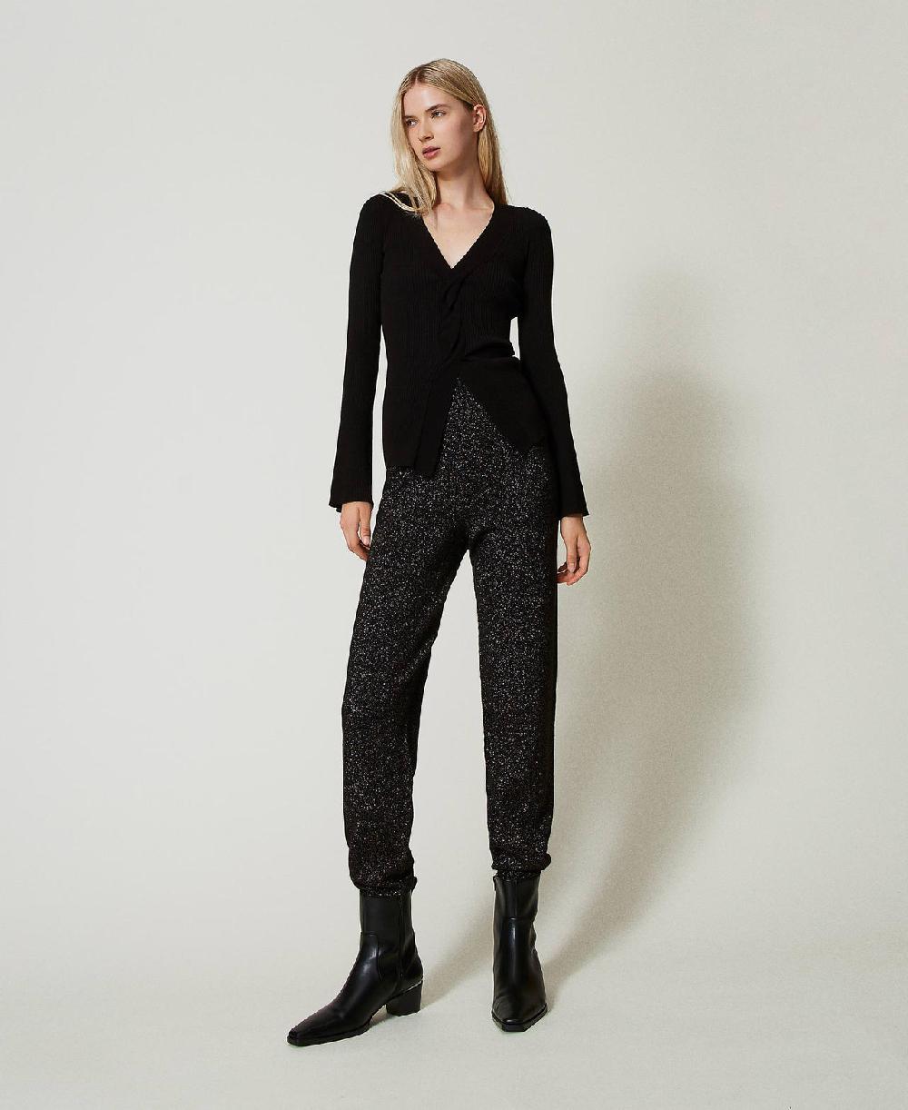 Scee by twin set Pantaloni joggers in maglia misto lana e lurex Fornitura limitata