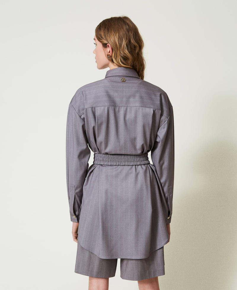 Scee by twin set Maxi camicia gessata con cintura Shopping online