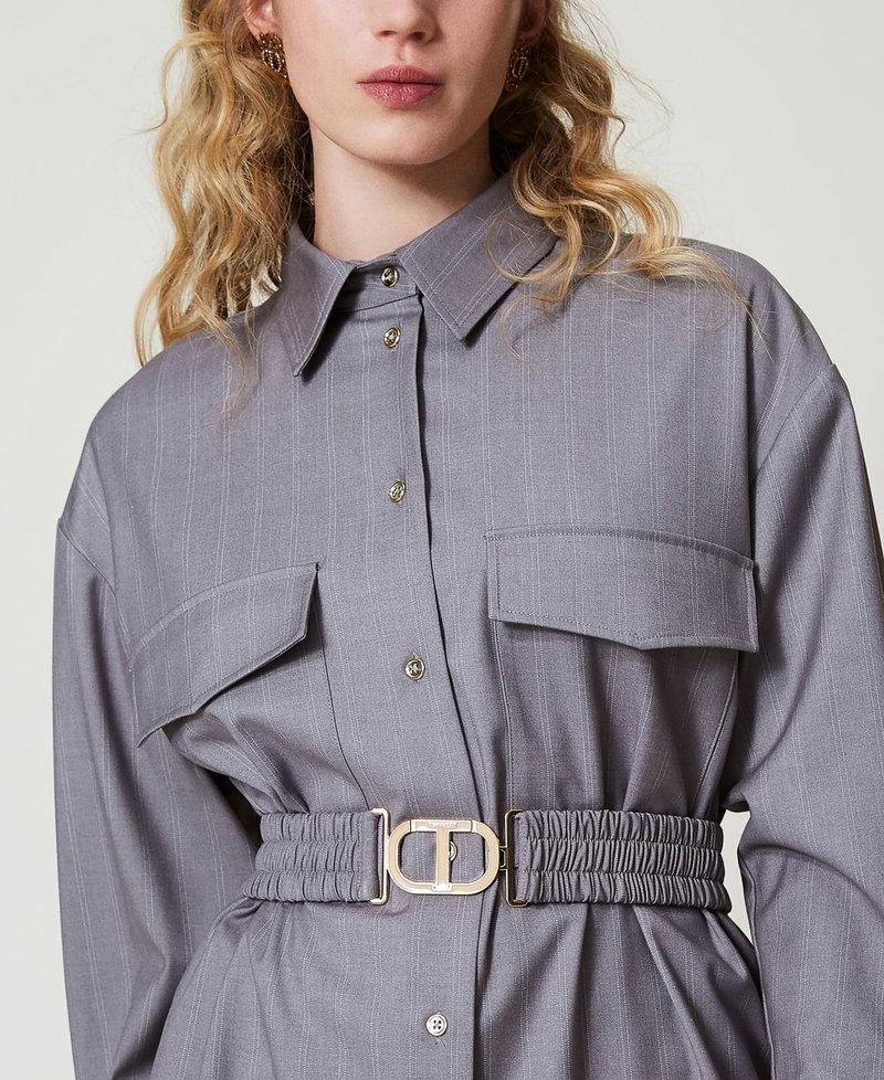 Scee by twin set Maxi camicia gessata con cintura Shopping online