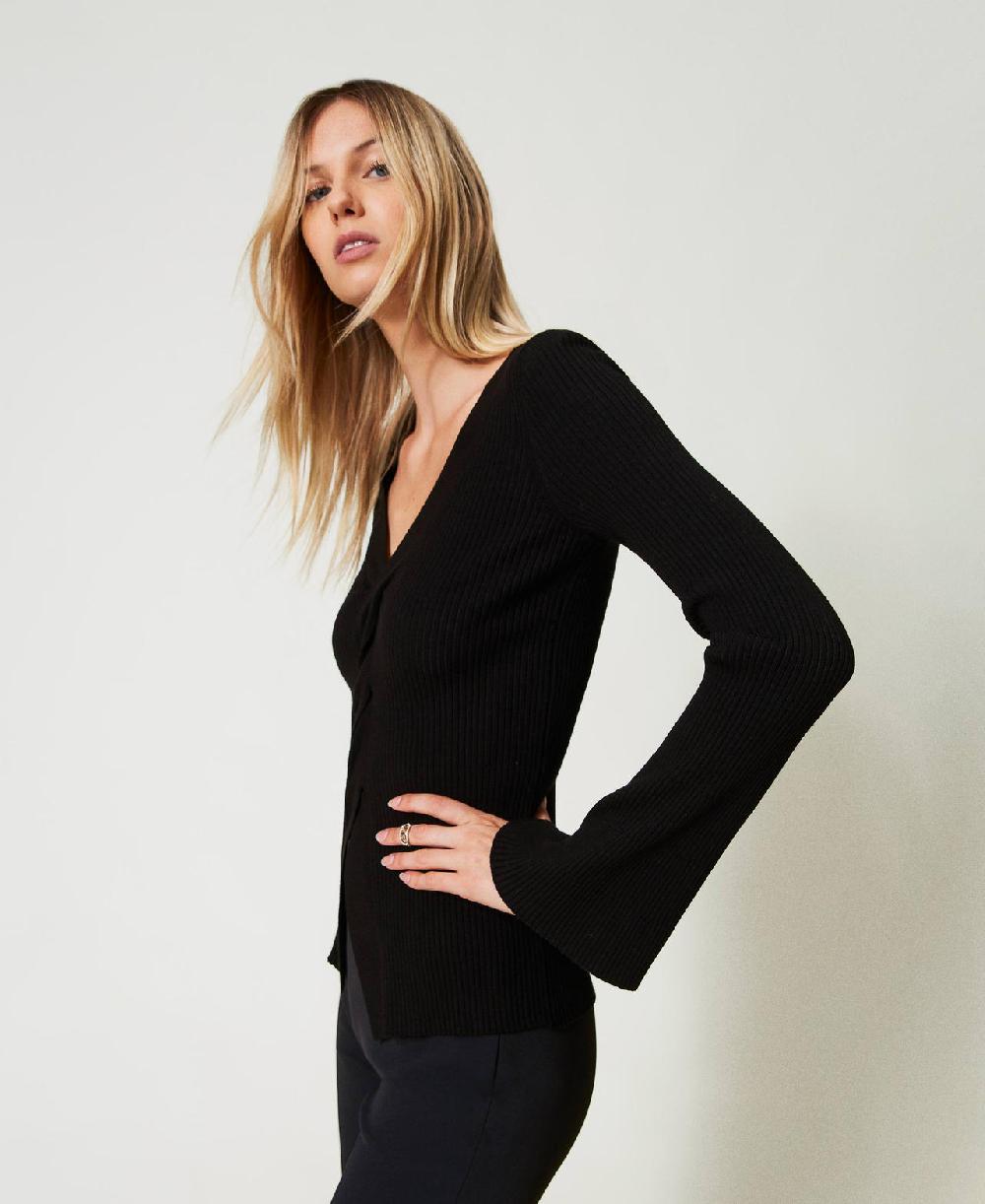 Scee by twin set Maglia fitted a costine con incrocio Black Friday
