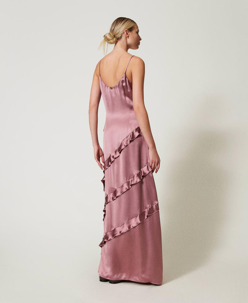 Scee by twin set Abito lungo in raso con volant Online Outlet