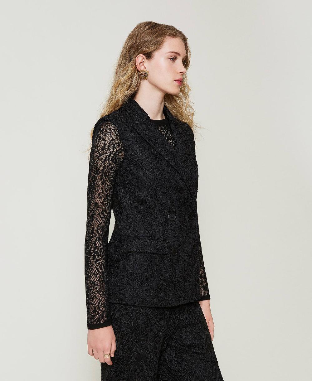 Scee by twin set Gilet doppiopetto in pizzo macramè Lightning offer