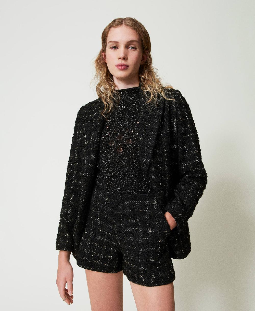 Scee by twin set Shorts bouclé a disegno check Grandi sconti