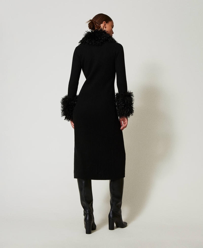 Scee by twin set Abito-cardigan lungo in misto lana e faux fur Nuovi prodotti