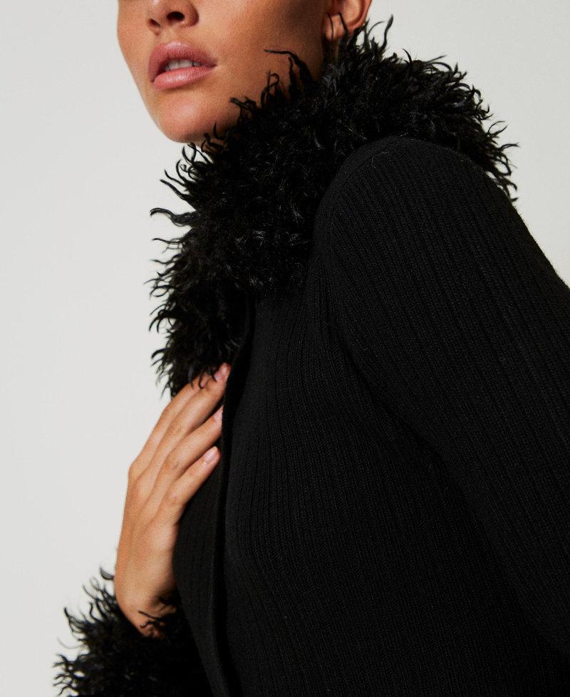 Scee by twin set Abito-cardigan lungo in misto lana e faux fur Nuovi prodotti