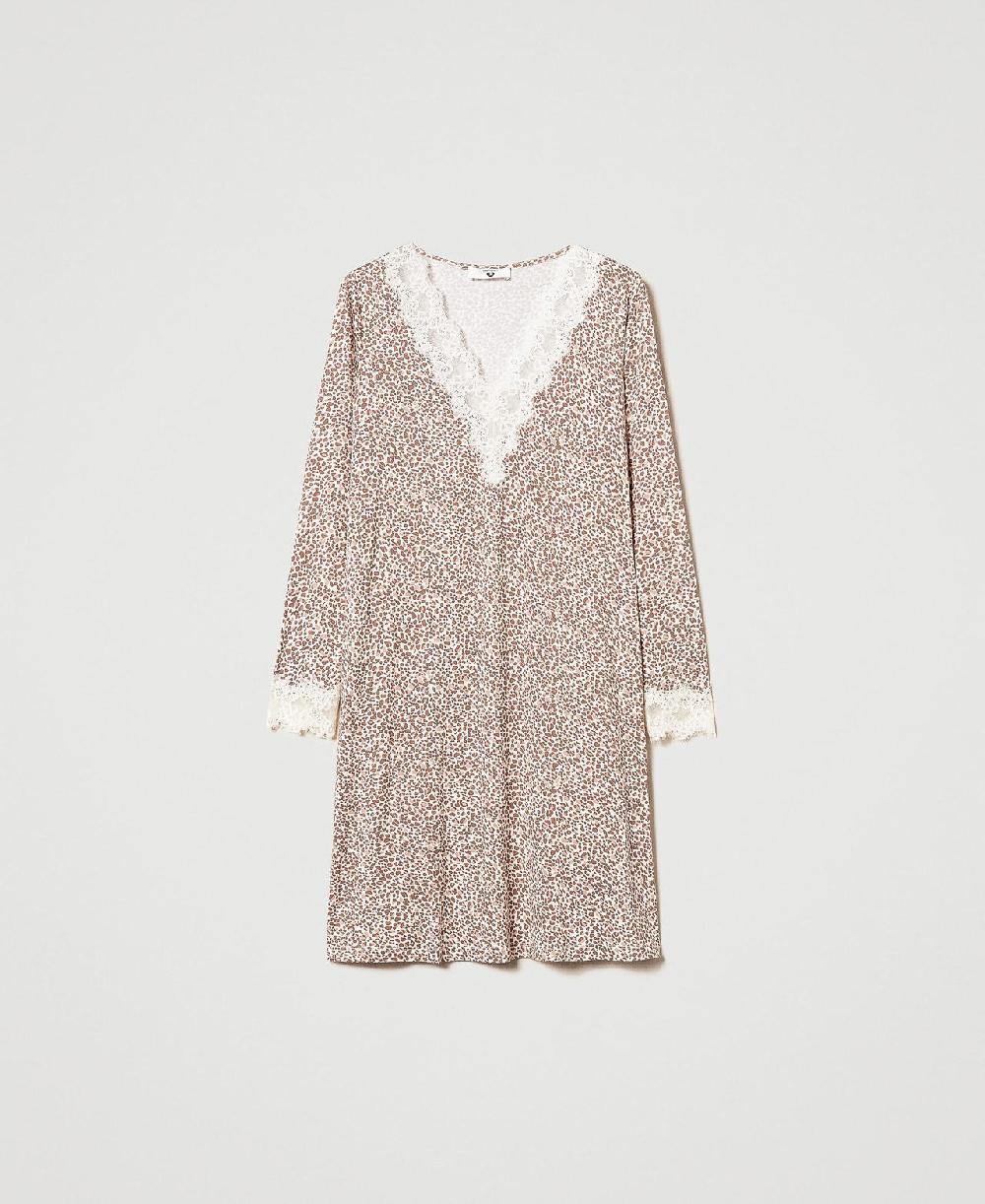 Scee by twin set Camicia da notte stampata con pizzo Offerte speciali