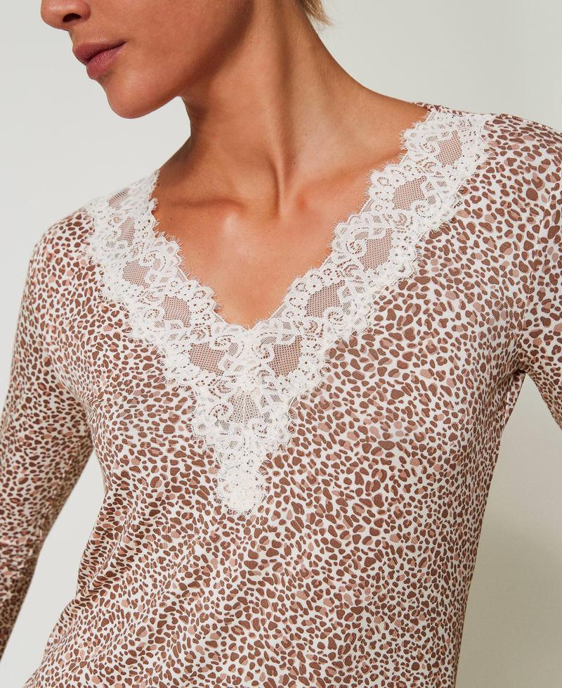 Scee by twin set Camicia da notte stampata con pizzo Offerte speciali