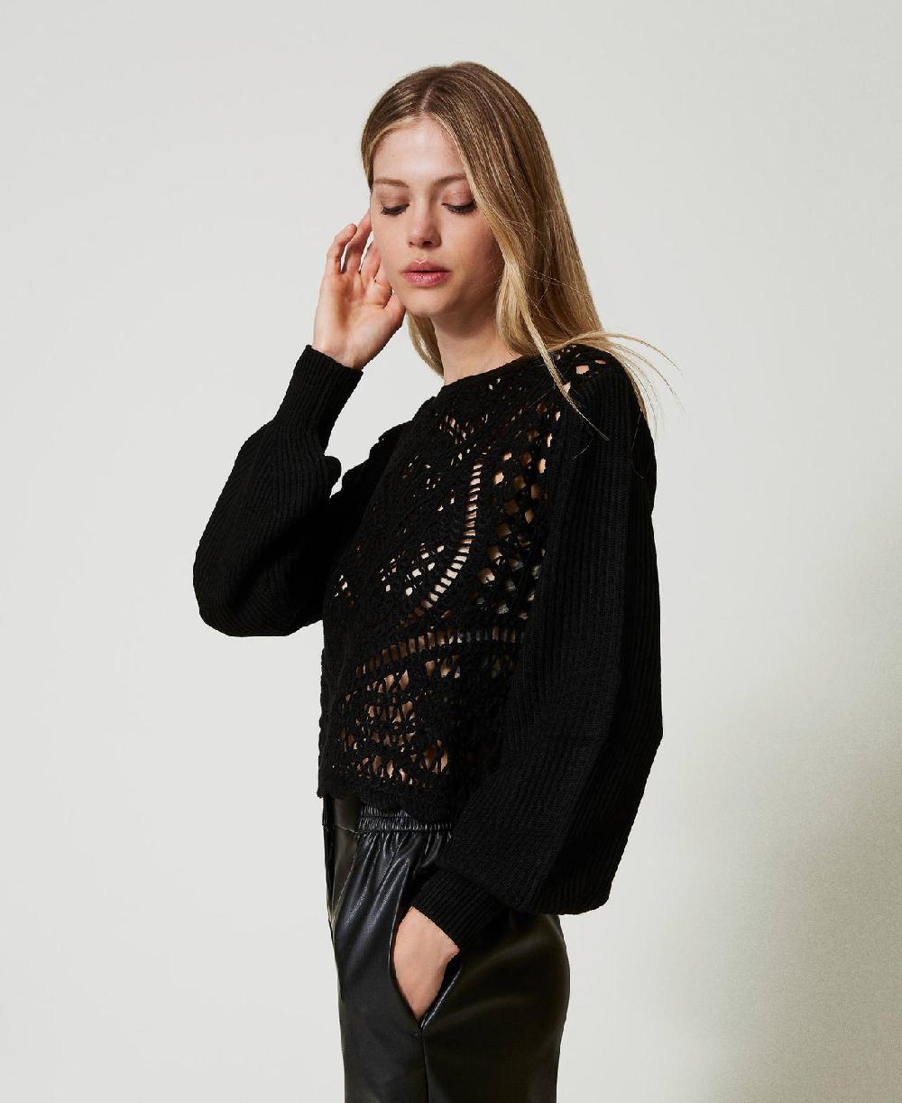 Scee by twin set Maglia in misto lana crochet Offerta settimanale