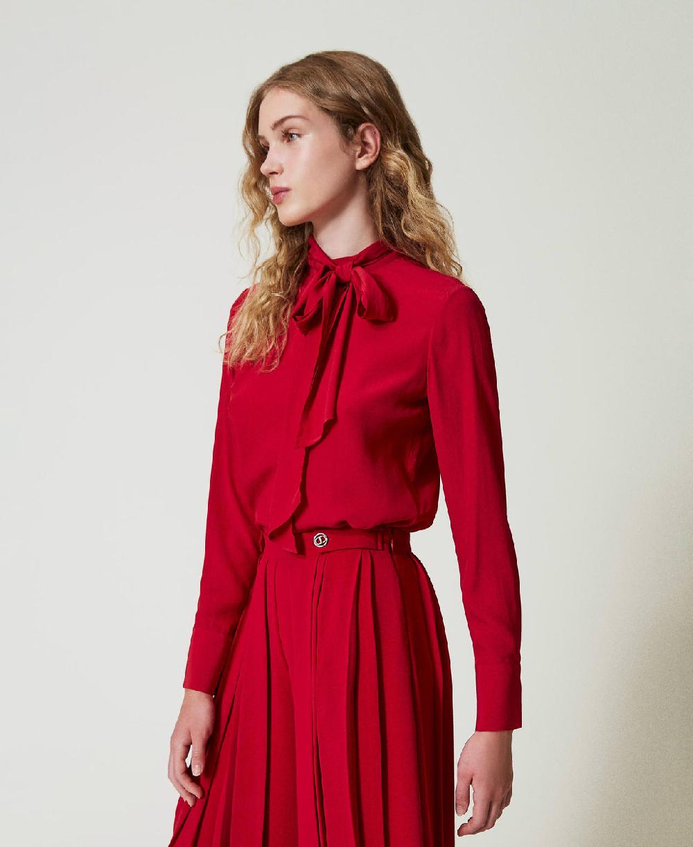 Scee by twin set Blusa misto seta con fiocco Rilascio limitato