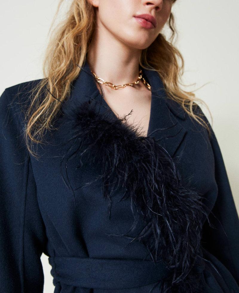 Scee by twin set Cappotto in panno double misto lana con piume Ultimi tre giorni