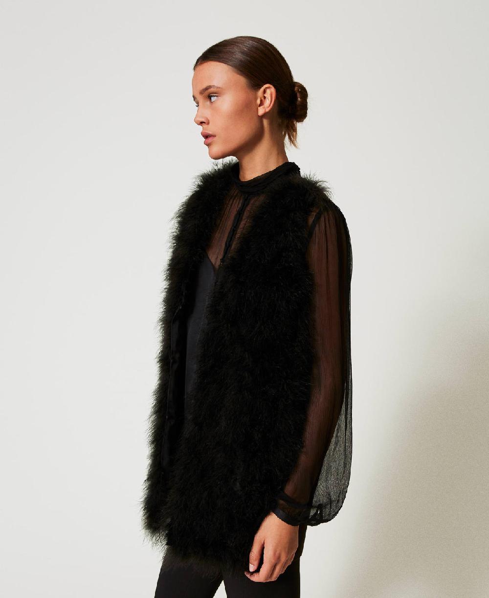 Scee by twin set Gilet con piume Promozione temporanea