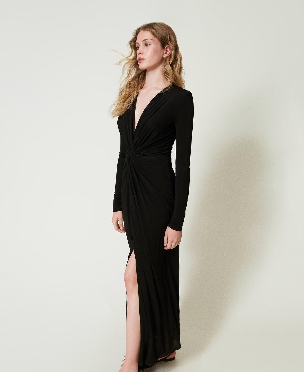 Scee by twin set Abito lungo in jersey con drappeggio Fino al 50% di sconto