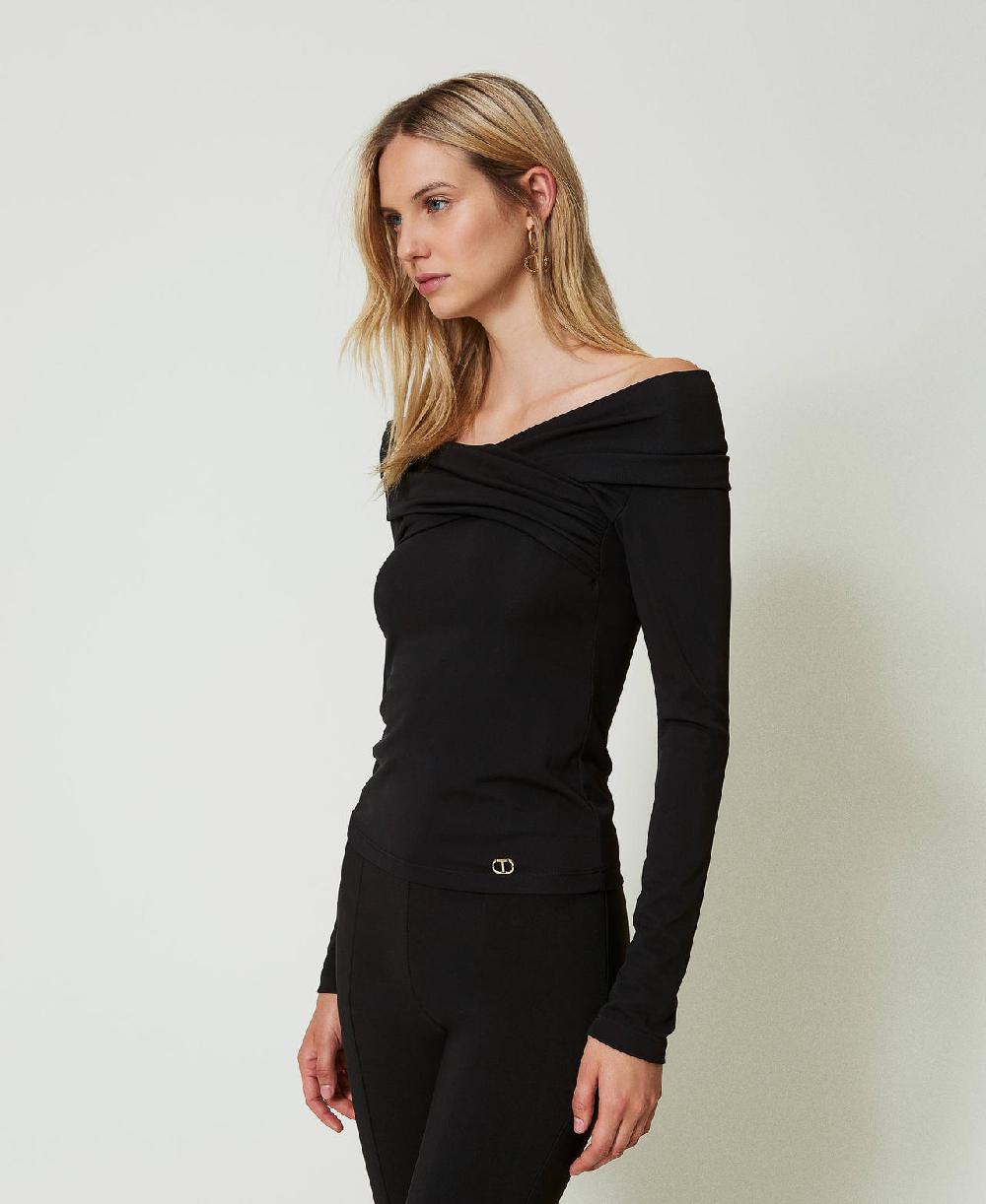 Scee by twin set Blusa con scollo arricciato Fino al 60% di sconto