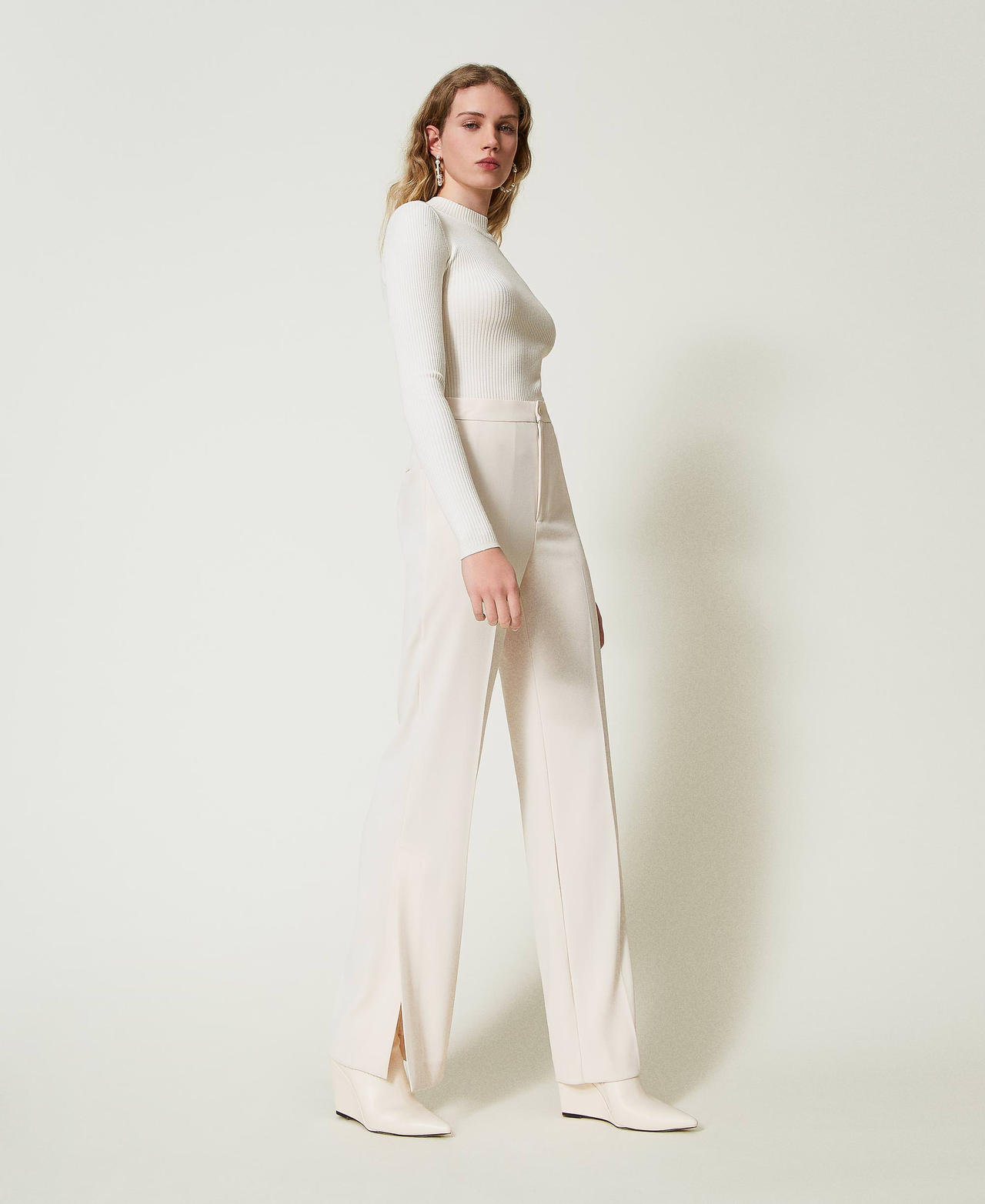 Scee by twin set Pantaloni straight leg con spacchi Fino al 65% di sconto
