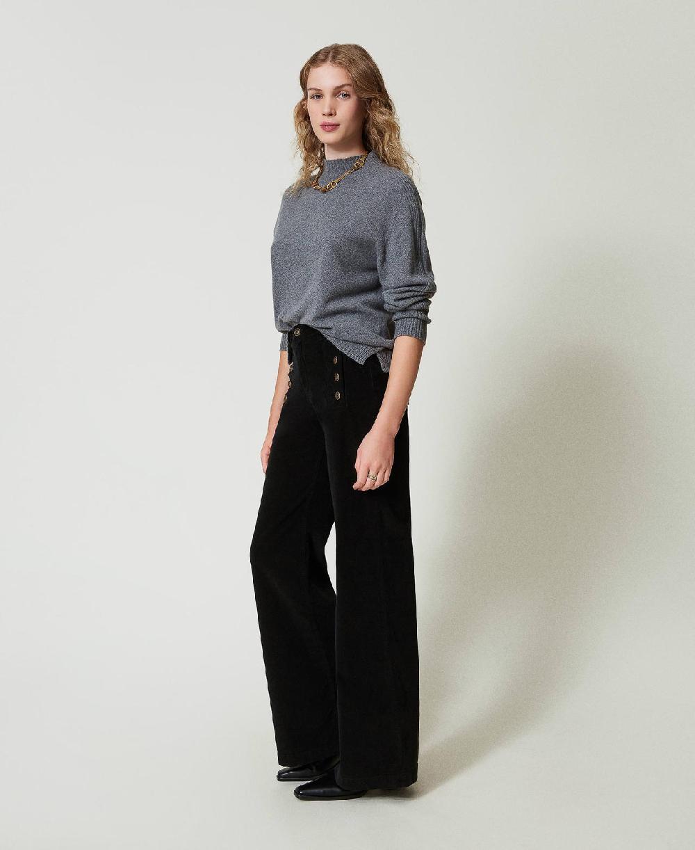 Scee by twin set Pantaloni in velluto con bottoni Enormi sconti