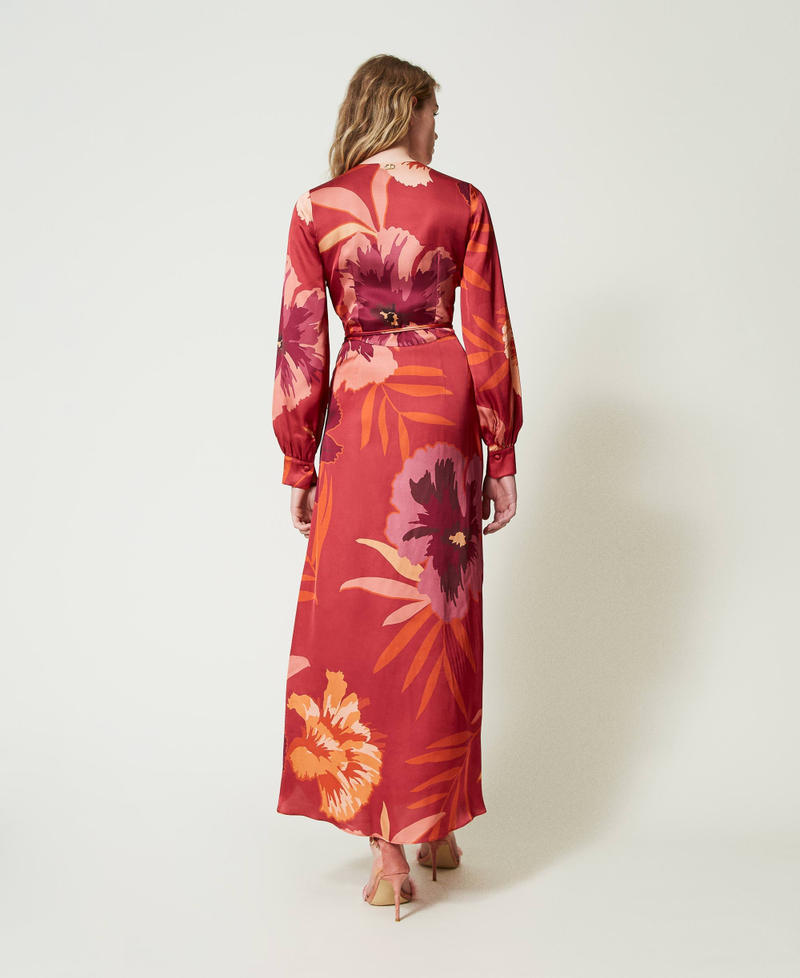 Scee by twin set Abito lungo in raso a fiori 50% di sconto con spedizione gratuita