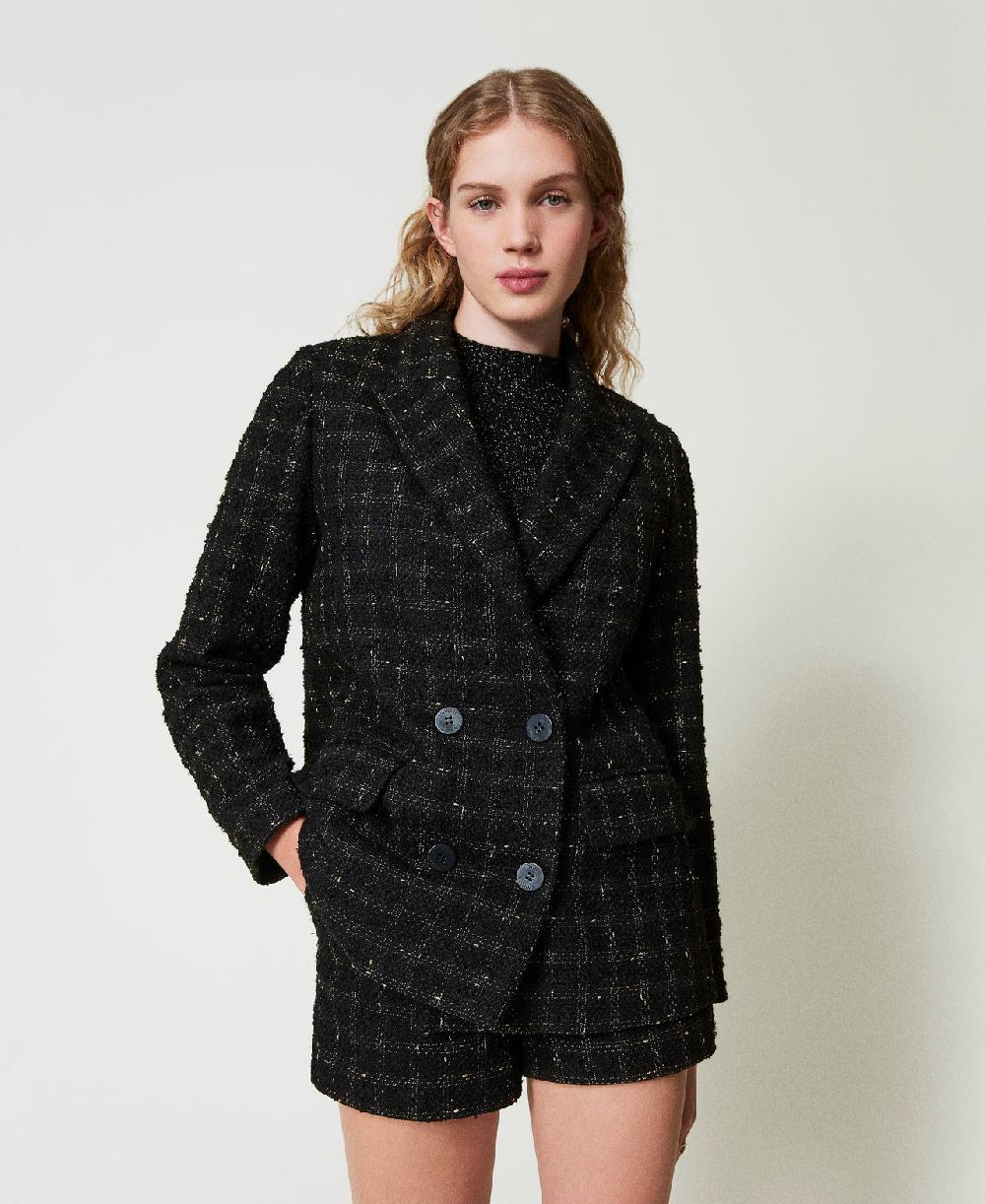 Scee by twin set Giacca blazer bouclé a disegno check Black Friday Prezzi