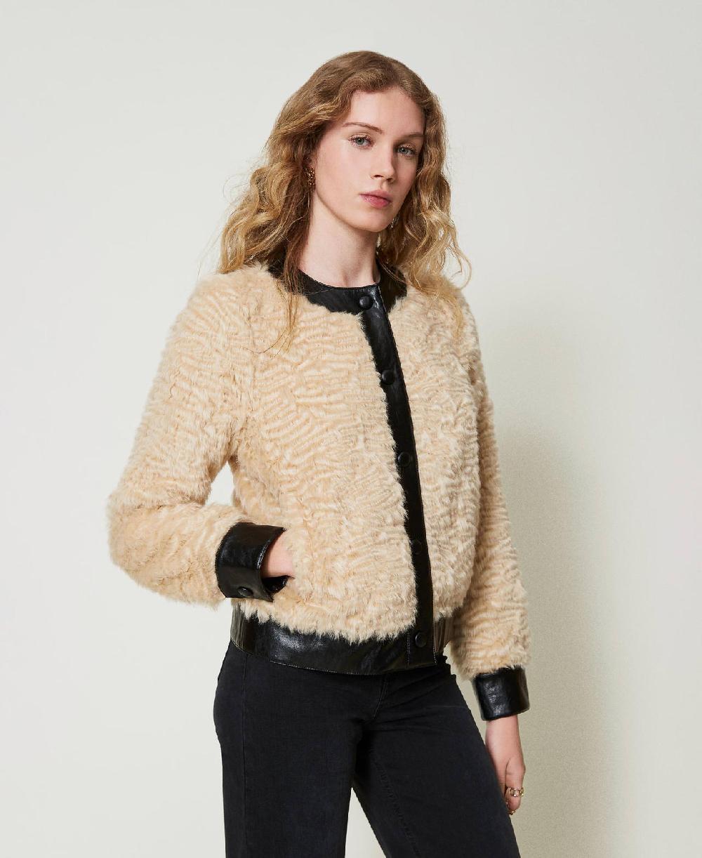 Scee by twin set Giacca boxy in faux fur In vendita
