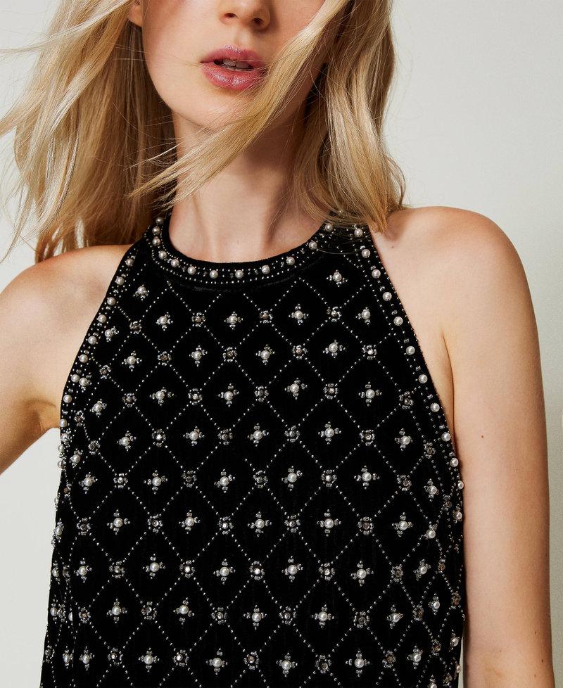 Scee by twin set Abito corto halter in velluto ricamato Duty-free