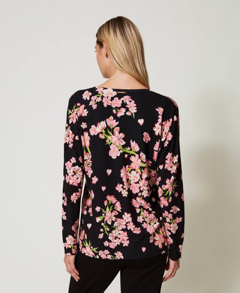Scee by twin set Maglia con stampa a fiori e pizzo Italia