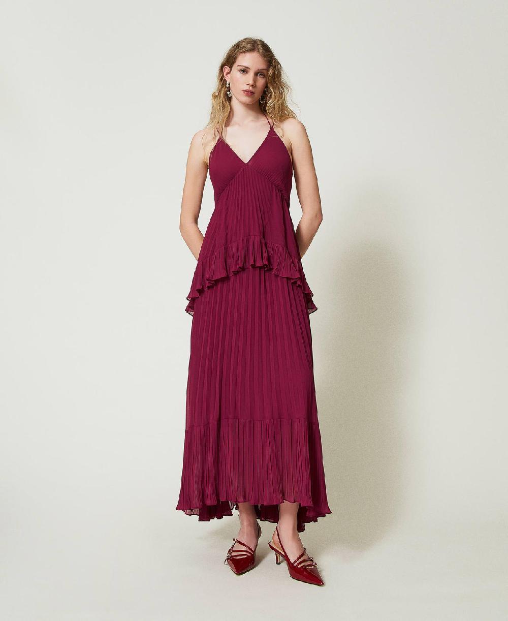 Scee by twin set Abito lungo in georgette plissé In Linea