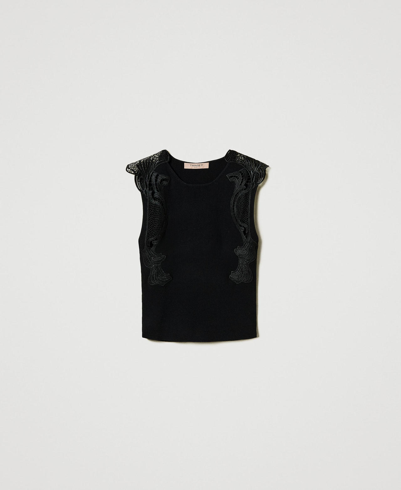 Scee by twin set Top in maglia con pizzo Nuovo