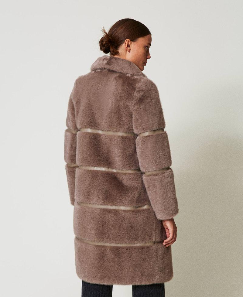 Scee by twin set Cappotto in faux fur con intarsi Vendita