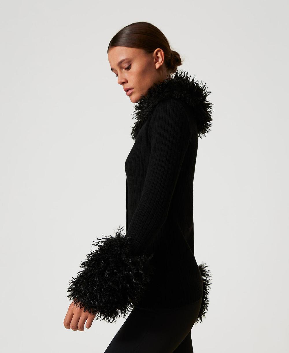 Scee by twin set Cardigan in misto lana e faux fur Pezzi Unici